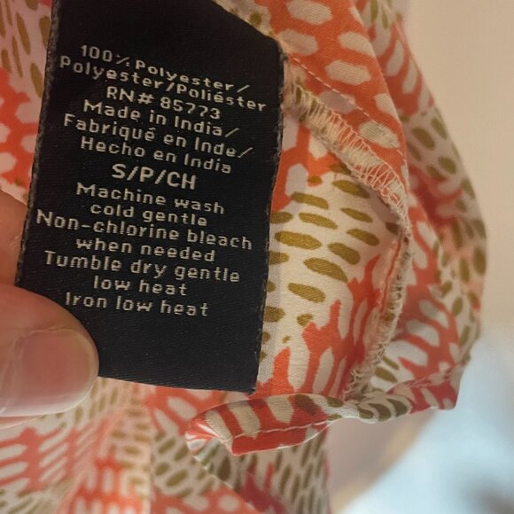 O'NEILL Woven Adjustable Tie Top Boho High Neck Strappy Coral/Khaki Small - Picture 3 of 6